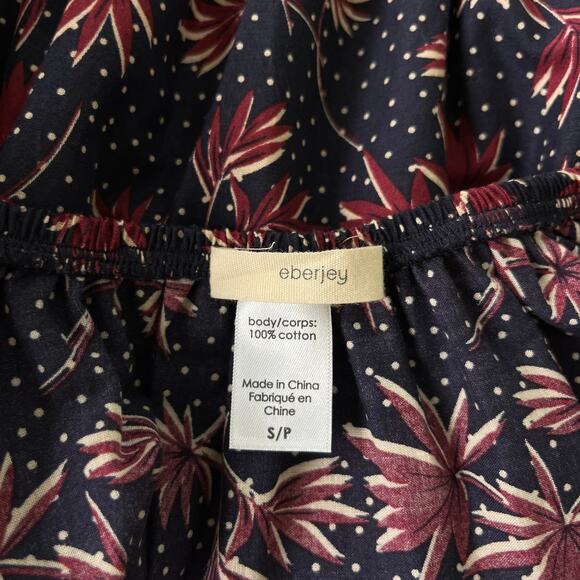 Eberjey Elsie Navy Button Floral Mini Dress in Peacock and Brick, Size Small - Picture 9 of 12